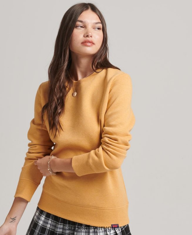 uy Superdry mujer sudadera con cuello redondo y logo esencial de algodón orgánico amarillo DT2N8Z5865 ropa