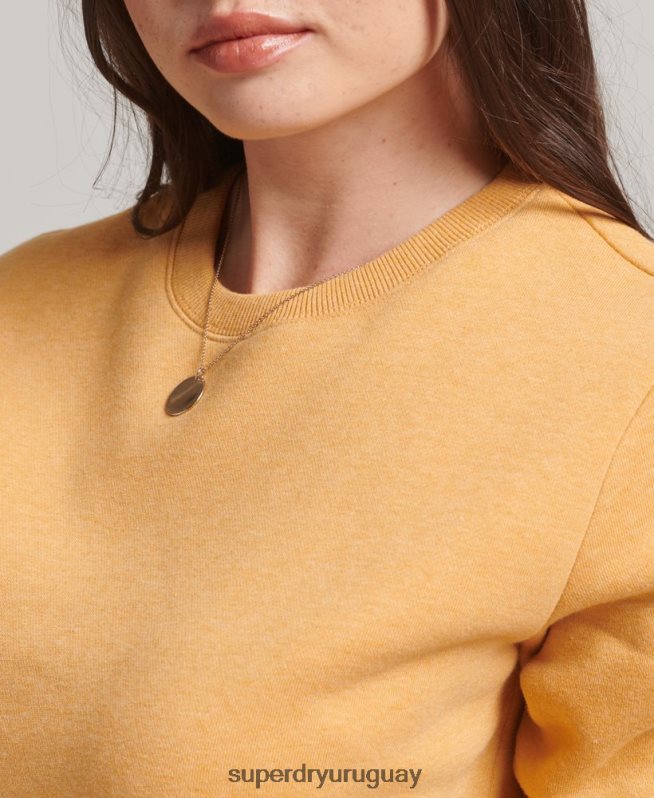uy Superdry mujer sudadera con cuello redondo y logo esencial de algodón orgánico amarillo DT2N8Z5865 ropa