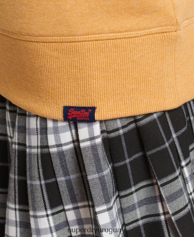 uy Superdry mujer sudadera con cuello redondo y logo esencial de algodón orgánico amarillo DT2N8Z5865 ropa