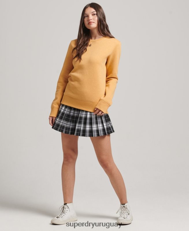 uy Superdry mujer sudadera con cuello redondo y logo esencial de algodón orgánico amarillo DT2N8Z5865 ropa