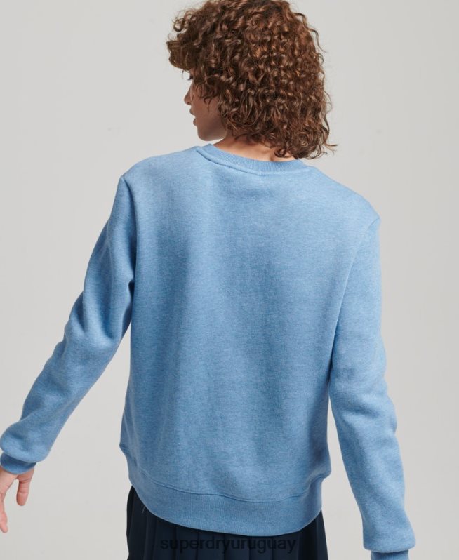 uy Superdry mujer sudadera con cuello redondo y logo esencial de algodón orgánico azul DT2N8Z5828 ropa