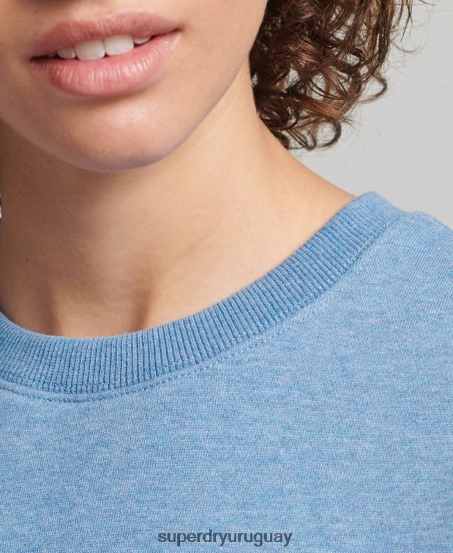 uy Superdry mujer sudadera con cuello redondo y logo esencial de algodón orgánico azul DT2N8Z5828 ropa