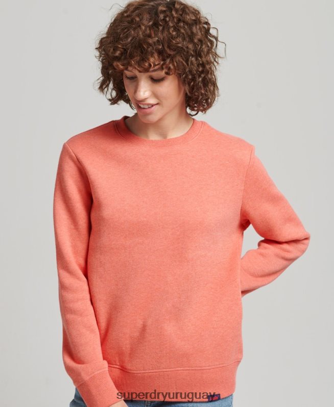 uy Superdry mujer sudadera con cuello redondo y logo esencial de algodón orgánico coral DT2N8Z5866 ropa