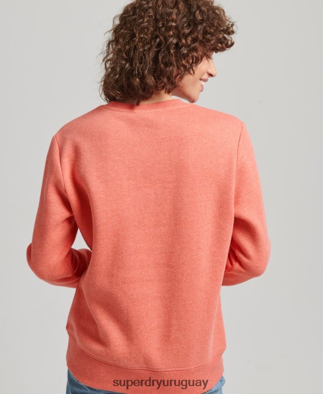 uy Superdry mujer sudadera con cuello redondo y logo esencial de algodón orgánico coral DT2N8Z5866 ropa