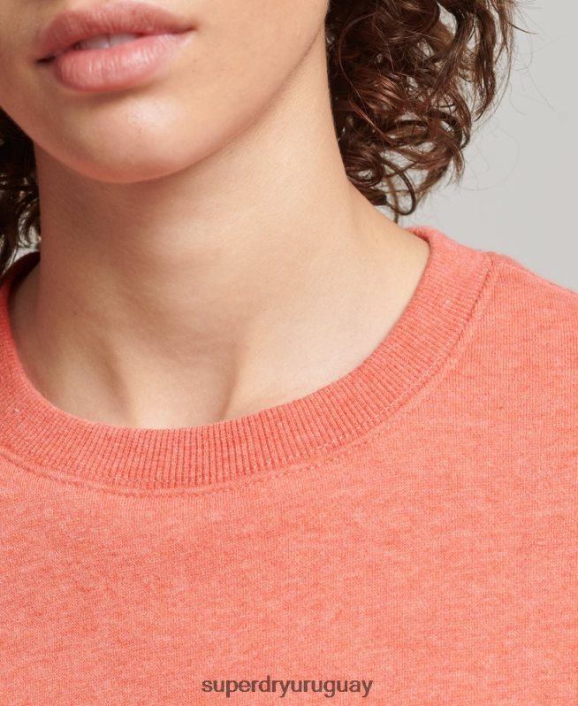uy Superdry mujer sudadera con cuello redondo y logo esencial de algodón orgánico coral DT2N8Z5866 ropa