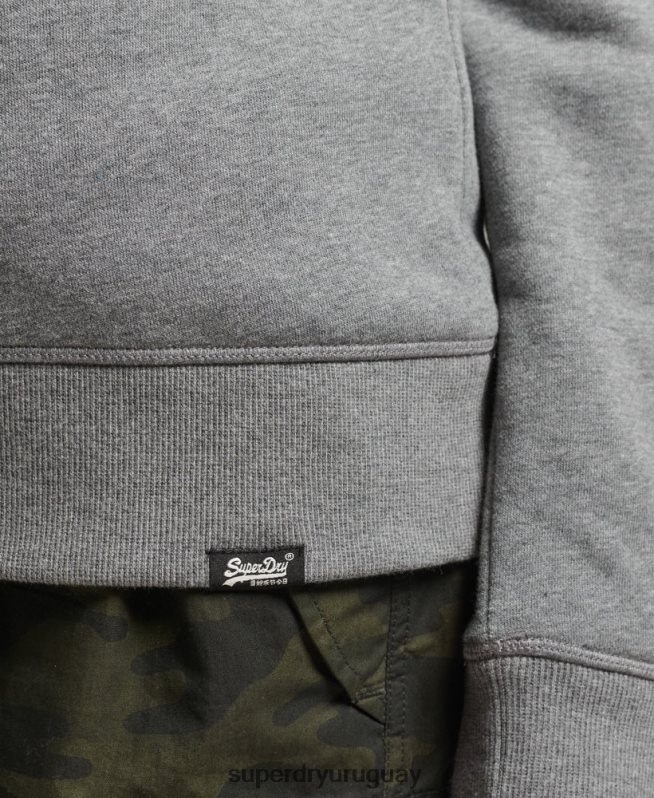 uy Superdry mujer sudadera con cuello redondo y logo esencial de algodón orgánico gris DT2N8Z6113 ropa