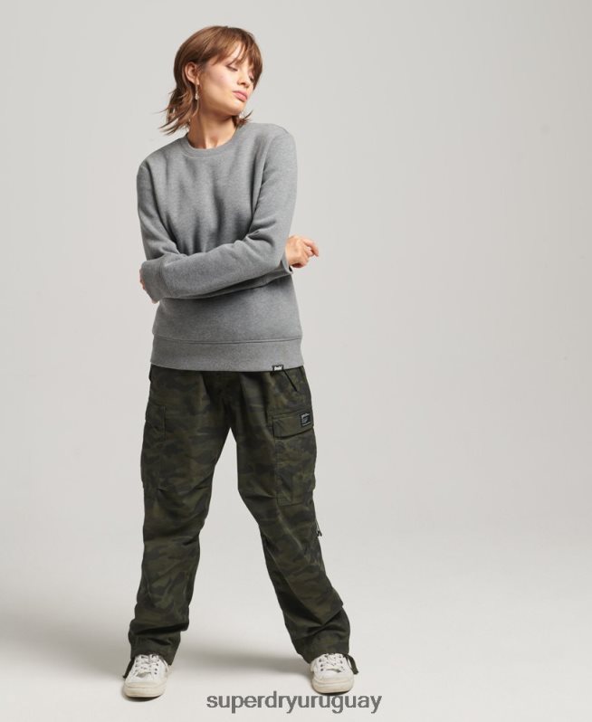 uy Superdry mujer sudadera con cuello redondo y logo esencial de algodón orgánico gris DT2N8Z6113 ropa