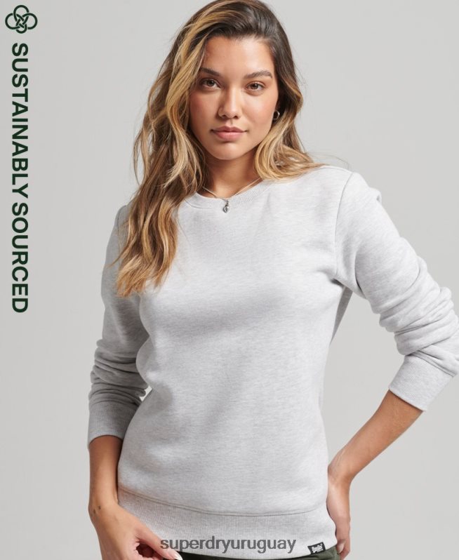 uy Superdry mujer sudadera con cuello redondo y logo esencial de algodón orgánico gris claro DT2N8Z3402 ropa