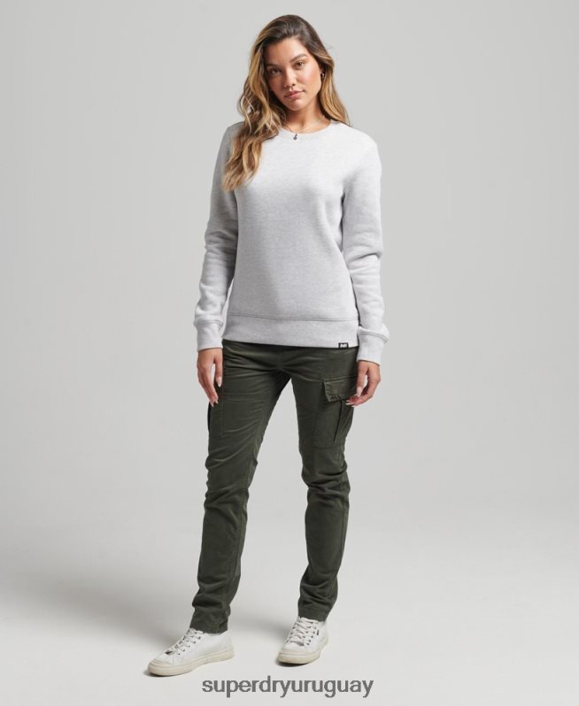 uy Superdry mujer sudadera con cuello redondo y logo esencial de algodón orgánico gris claro DT2N8Z3402 ropa