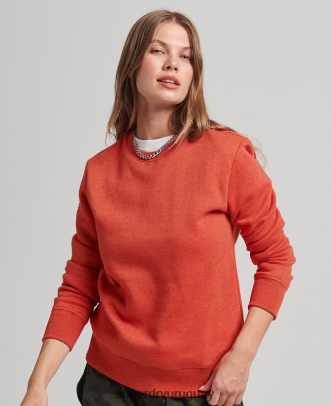 uy Superdry mujer sudadera con cuello redondo y logo esencial de algodón orgánico naranja DT2N8Z5799 ropa