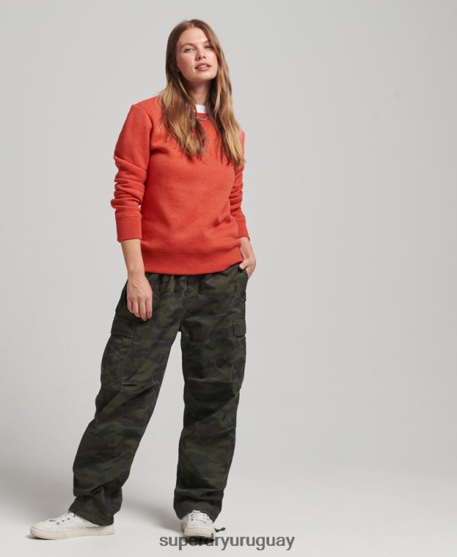uy Superdry mujer sudadera con cuello redondo y logo esencial de algodón orgánico naranja DT2N8Z5799 ropa