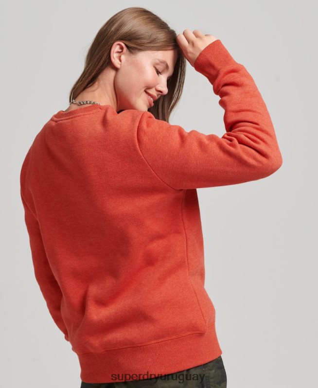 uy Superdry mujer sudadera con cuello redondo y logo esencial de algodón orgánico naranja DT2N8Z5799 ropa