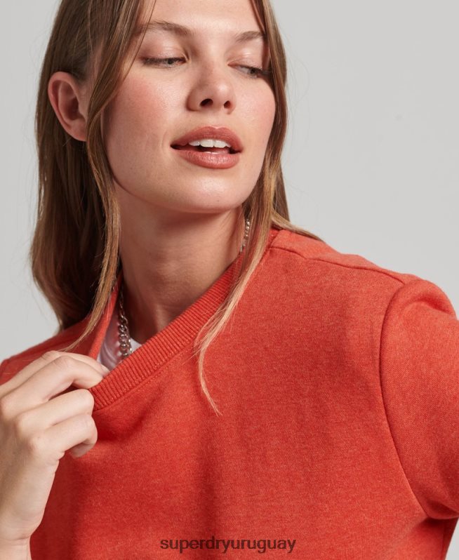 uy Superdry mujer sudadera con cuello redondo y logo esencial de algodón orgánico naranja DT2N8Z5799 ropa