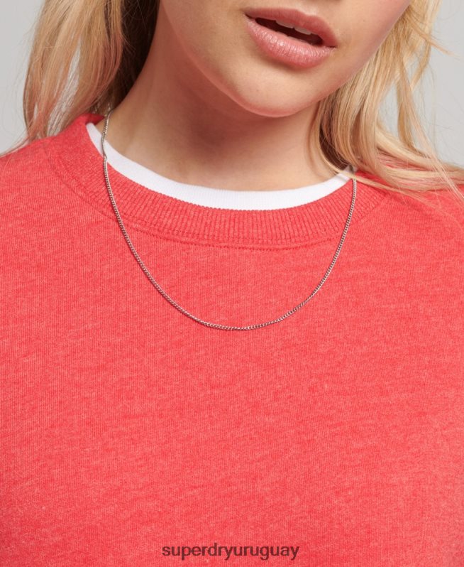 uy Superdry mujer sudadera con cuello redondo y logo esencial de algodón orgánico rojo DT2N8Z5987 ropa