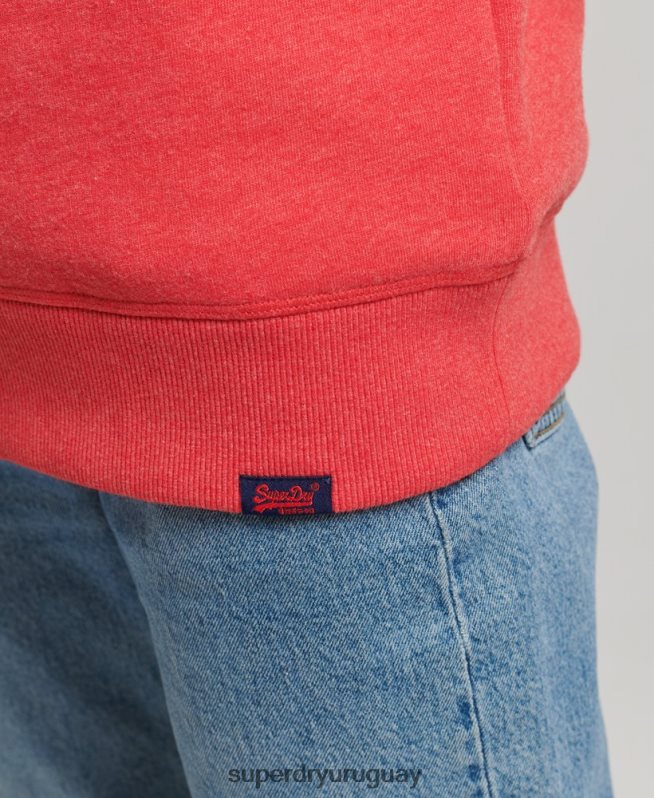 uy Superdry mujer sudadera con cuello redondo y logo esencial de algodón orgánico rojo DT2N8Z5987 ropa