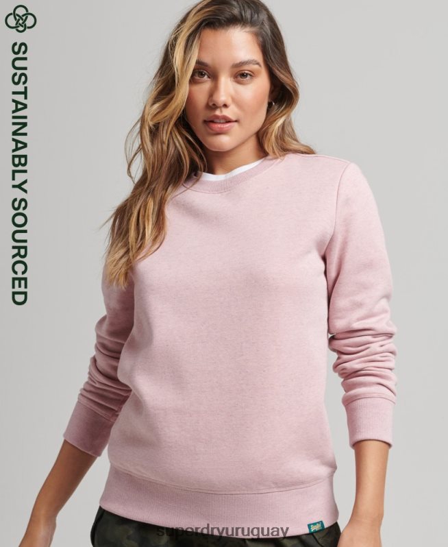 uy Superdry mujer sudadera con cuello redondo y logo esencial de algodón orgánico rosa DT2N8Z5916 ropa