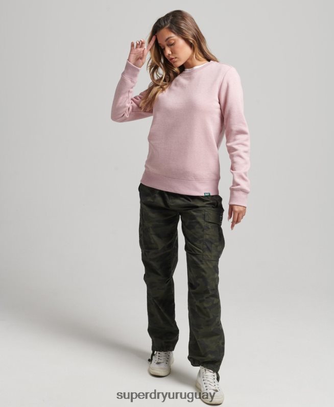 uy Superdry mujer sudadera con cuello redondo y logo esencial de algodón orgánico rosa DT2N8Z5916 ropa