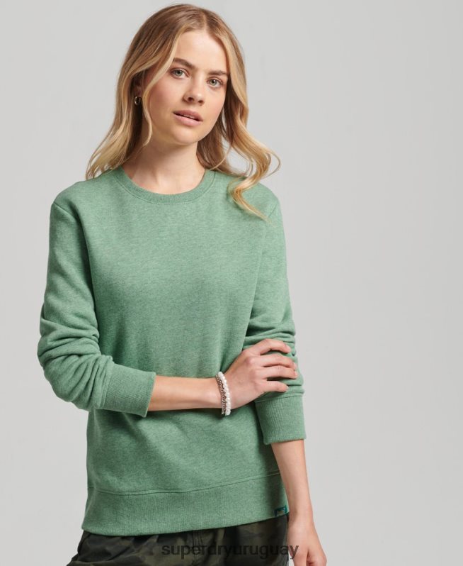 uy Superdry mujer sudadera con cuello redondo y logo esencial de algodón orgánico verde DT2N8Z5980 ropa