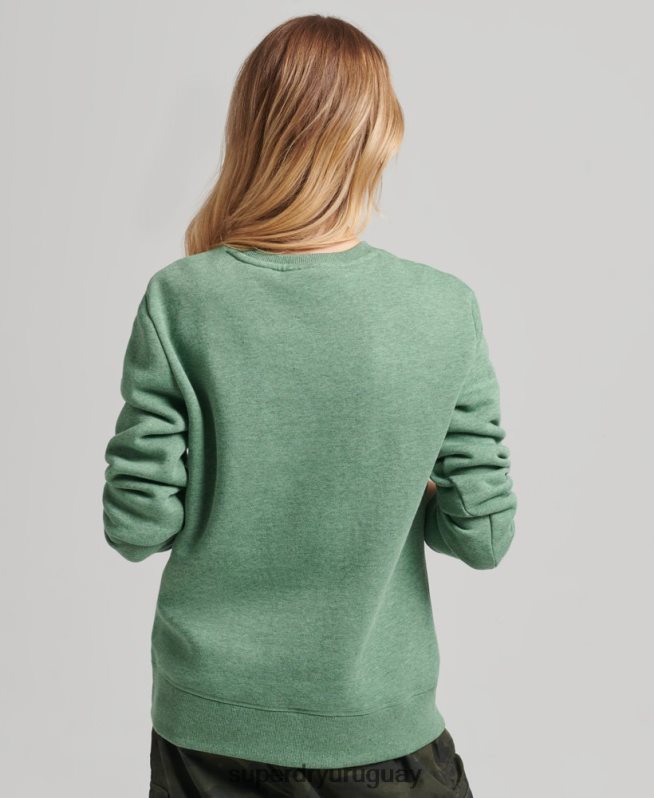 uy Superdry mujer sudadera con cuello redondo y logo esencial de algodón orgánico verde DT2N8Z5980 ropa