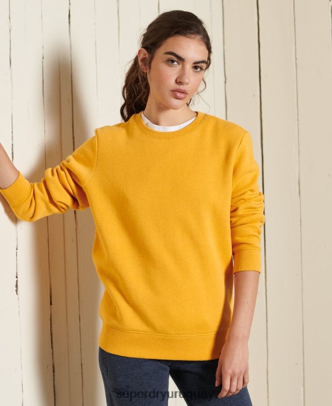 uy Superdry mujer sudadera con cuello redondo y logo vintage amarillo DT2N8Z6084 ropa