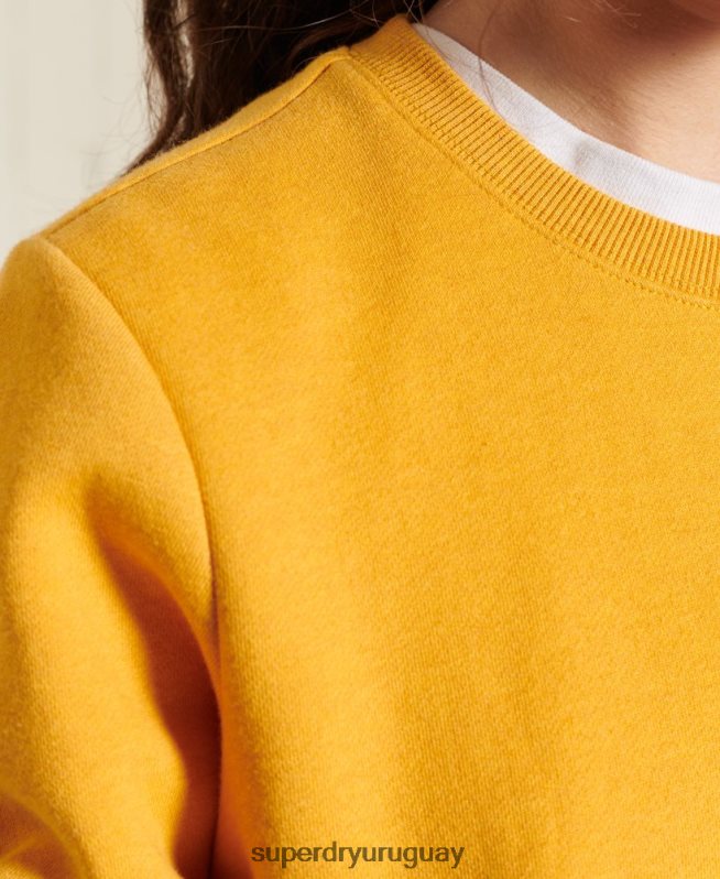 uy Superdry mujer sudadera con cuello redondo y logo vintage amarillo DT2N8Z6084 ropa