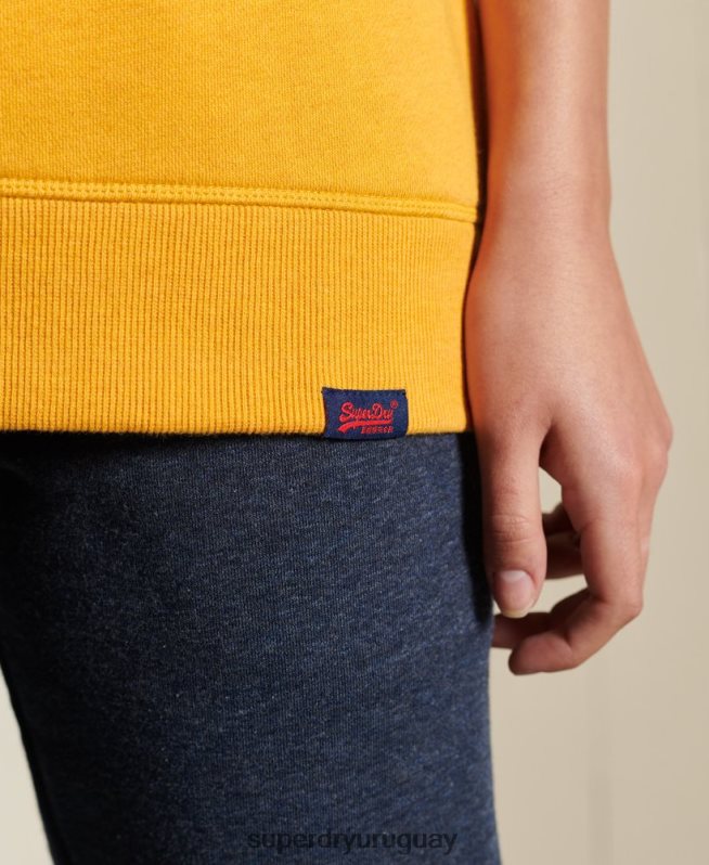 uy Superdry mujer sudadera con cuello redondo y logo vintage amarillo DT2N8Z6084 ropa