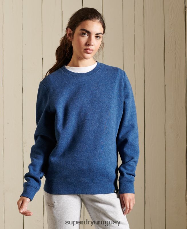 uy Superdry mujer sudadera con cuello redondo y logo vintage azul DT2N8Z3455 ropa