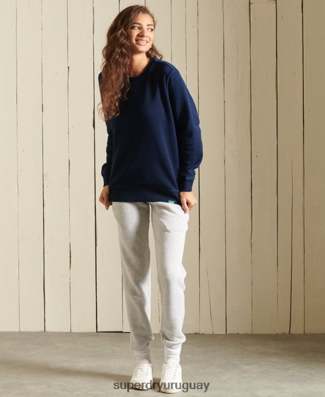 uy Superdry mujer sudadera con cuello redondo y logo vintage azul oscuro DT2N8Z6120 ropa