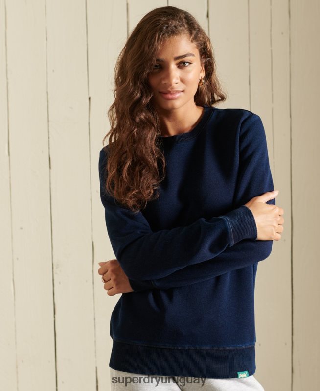 uy Superdry mujer sudadera con cuello redondo y logo vintage azul oscuro DT2N8Z6120 ropa