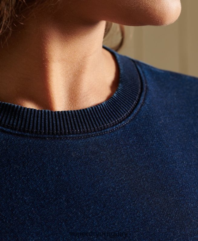 uy Superdry mujer sudadera con cuello redondo y logo vintage azul oscuro DT2N8Z6120 ropa