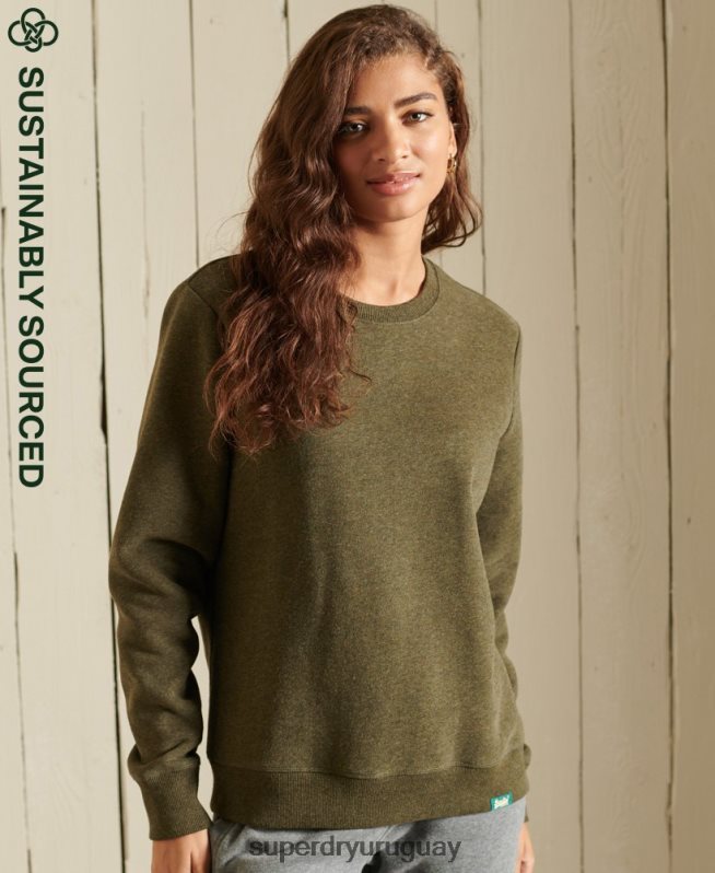 uy Superdry mujer sudadera con cuello redondo y logo vintage caqui DT2N8Z3478 ropa