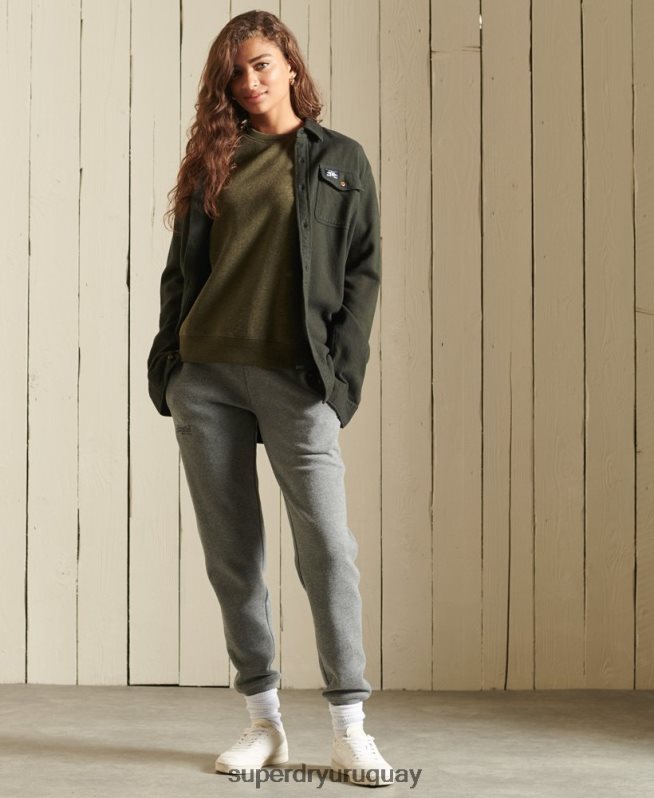 uy Superdry mujer sudadera con cuello redondo y logo vintage caqui DT2N8Z3478 ropa