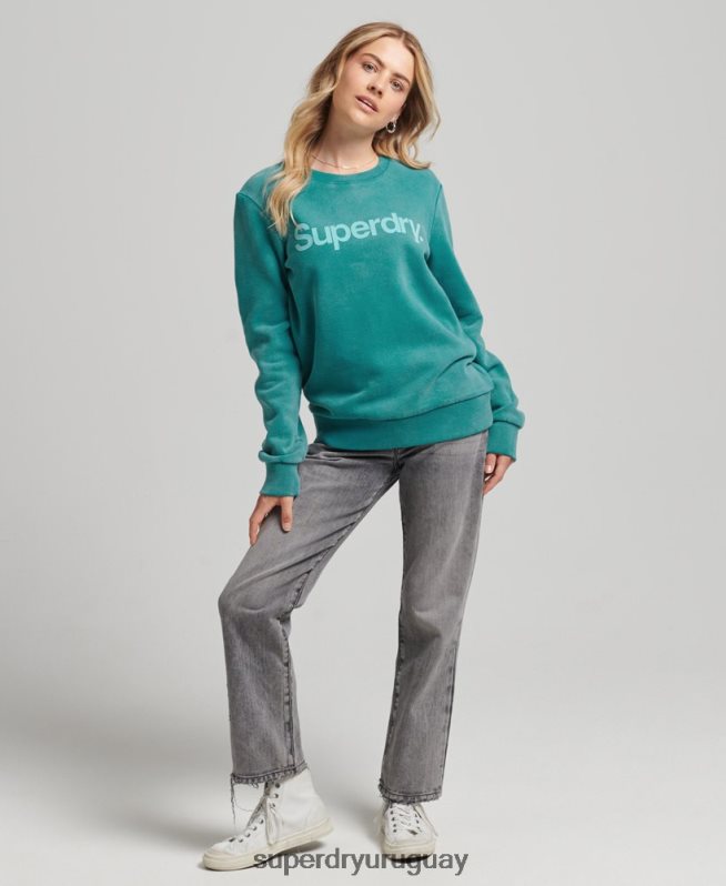 uy Superdry mujer sudadera con cuello redondo y logo vintage de los años 80 azul DT2N8Z5860 ropa