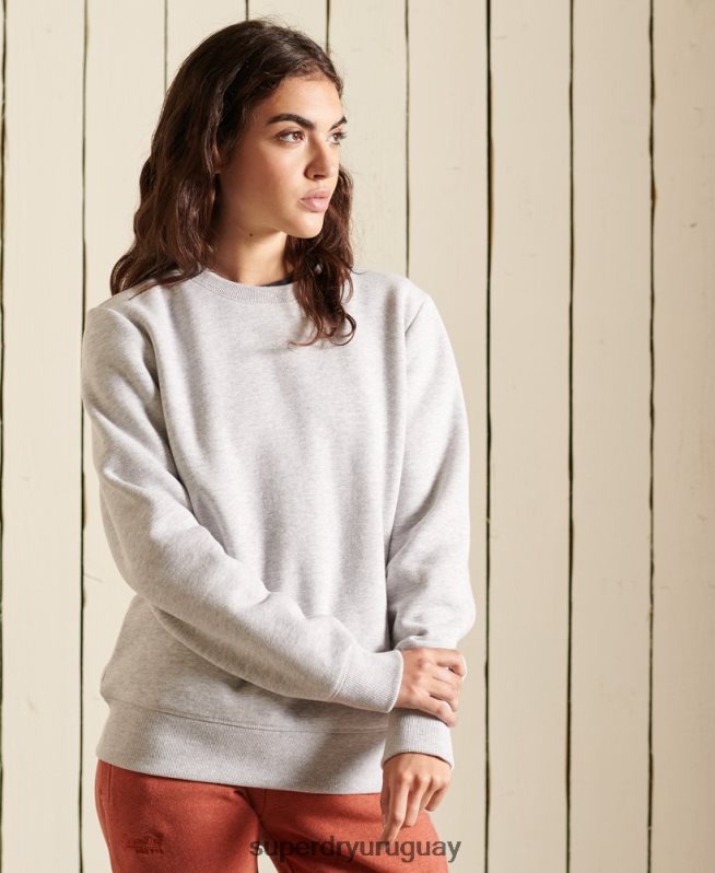 uy Superdry mujer sudadera con cuello redondo y logo vintage gris claro DT2N8Z5990 ropa