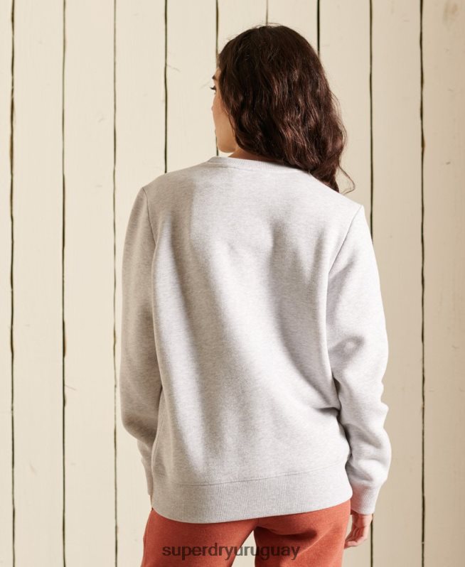 uy Superdry mujer sudadera con cuello redondo y logo vintage gris claro DT2N8Z5990 ropa