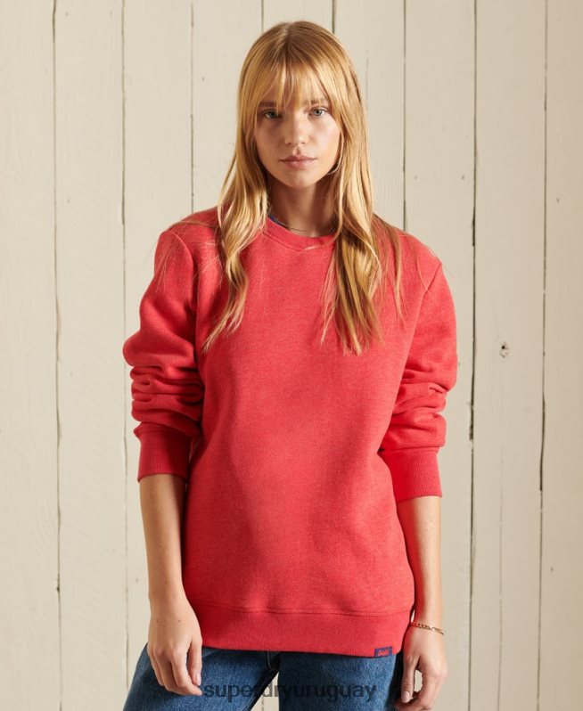 uy Superdry mujer sudadera con cuello redondo y logo vintage rojo DT2N8Z6086 ropa
