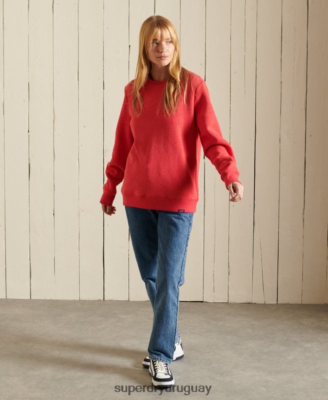 uy Superdry mujer sudadera con cuello redondo y logo vintage rojo DT2N8Z6086 ropa