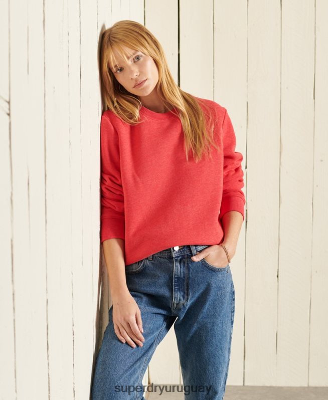uy Superdry mujer sudadera con cuello redondo y logo vintage rojo DT2N8Z6086 ropa