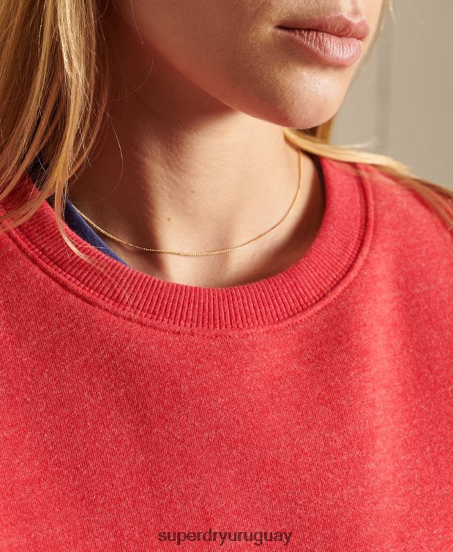 uy Superdry mujer sudadera con cuello redondo y logo vintage rojo DT2N8Z6086 ropa