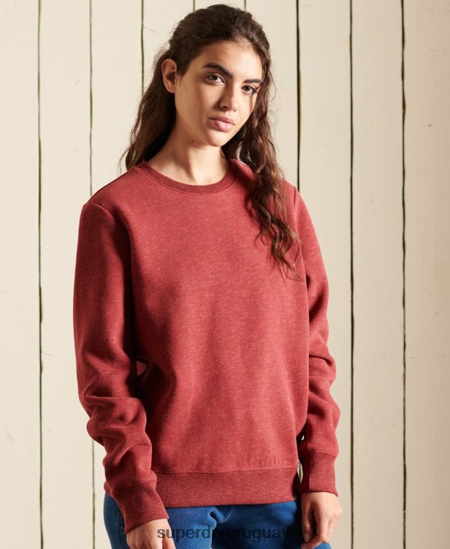 uy Superdry mujer sudadera con cuello redondo y logo vintage rojo DT2N8Z6095 ropa