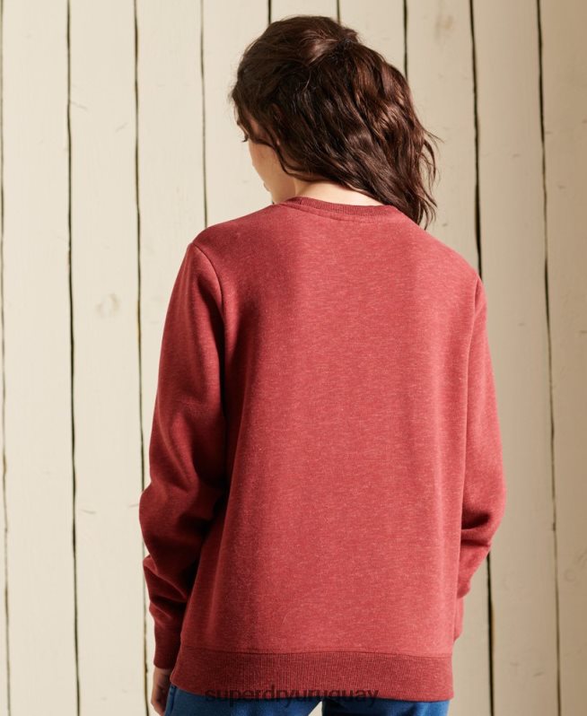uy Superdry mujer sudadera con cuello redondo y logo vintage rojo DT2N8Z6095 ropa