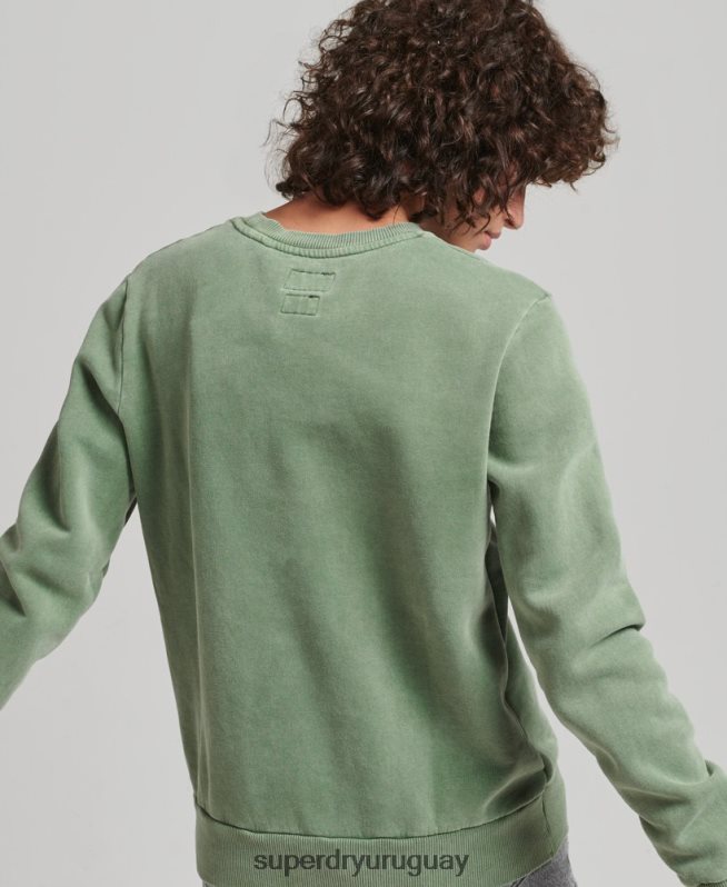 uy Superdry mujer sudadera con cuello redondo y logo vintage verde DT2N8Z6112 ropa