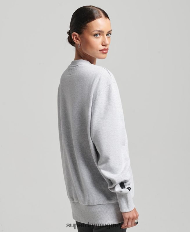 uy Superdry mujer sudadera con cuello redondo y micro top reciclado gris claro DT2N8Z5901 ropa