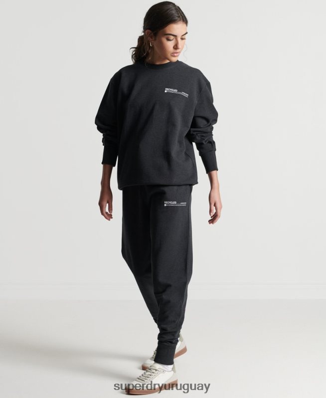 uy Superdry mujer sudadera con cuello redondo y micro top reciclado negro DT2N8Z5970 ropa