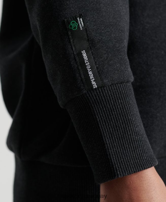 uy Superdry mujer sudadera con cuello redondo y micro top reciclado negro DT2N8Z5970 ropa