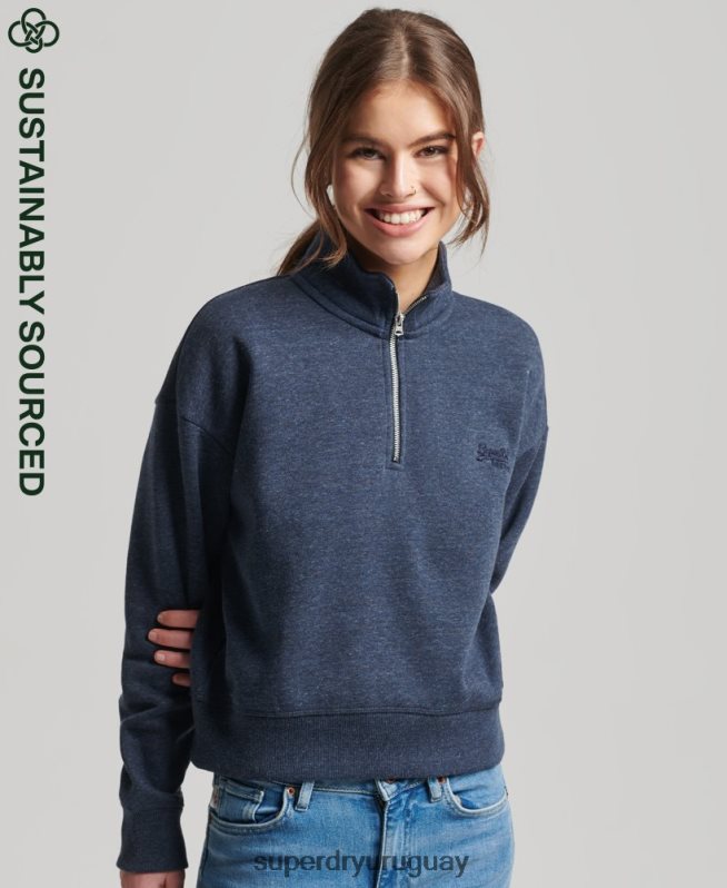 uy Superdry mujer sudadera con cuello tunecino y logo vintage de algodón orgánico Armada DT2N8Z5845 ropa