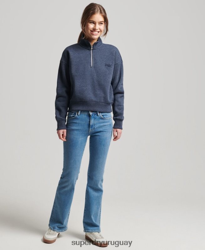 uy Superdry mujer sudadera con cuello tunecino y logo vintage de algodón orgánico Armada DT2N8Z5845 ropa