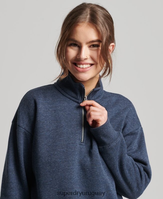 uy Superdry mujer sudadera con cuello tunecino y logo vintage de algodón orgánico Armada DT2N8Z5845 ropa