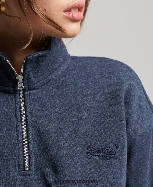 uy Superdry mujer sudadera con cuello tunecino y logo vintage de algodón orgánico Armada DT2N8Z5845 ropa
