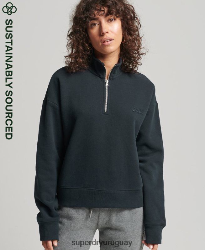 uy Superdry mujer sudadera con cuello tunecino y logo vintage de algodón orgánico Armada DT2N8Z6649 ropa